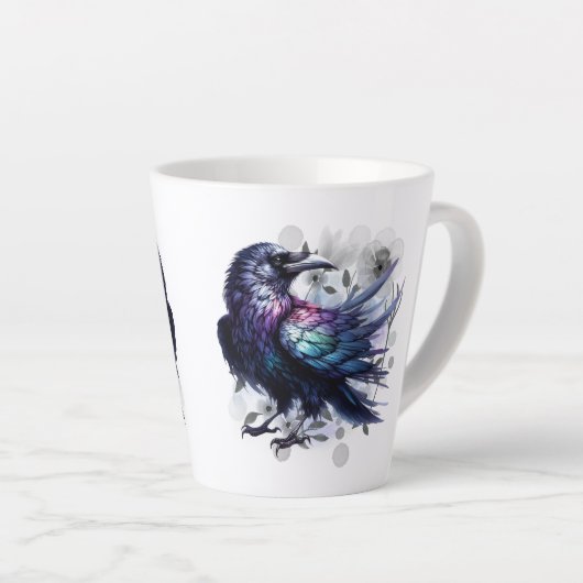 Goth Raven Coffee Mug Dark Aesthetic  カフェラテマグ (右アングル)