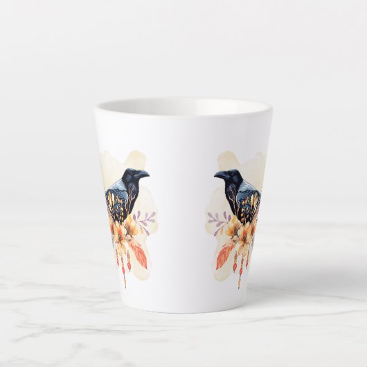 Goth Raven Coffee Mug Dark Aesthetic  カフェラテマグ (正面)