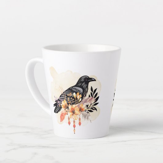 Goth Raven Coffee Mug Dark Aesthetic  カフェラテマグ (左アングル)