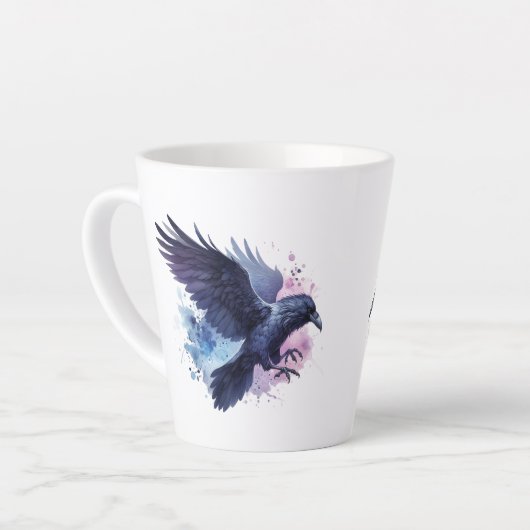 Goth Raven Coffee Mug Dark Aesthetic  カフェラテマグ (左アングル)