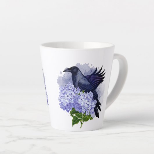 Goth Raven Coffee Mug Dark Aesthetic  カフェラテマグ (右アングル)