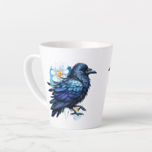 Goth Raven Coffee Mug Dark Aesthetic  カフェラテマグ (左アングル)