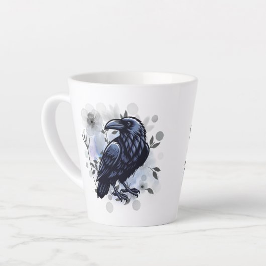 Goth Raven Coffee Mug Dark Aesthetic  カフェラテマグ (左アングル)
