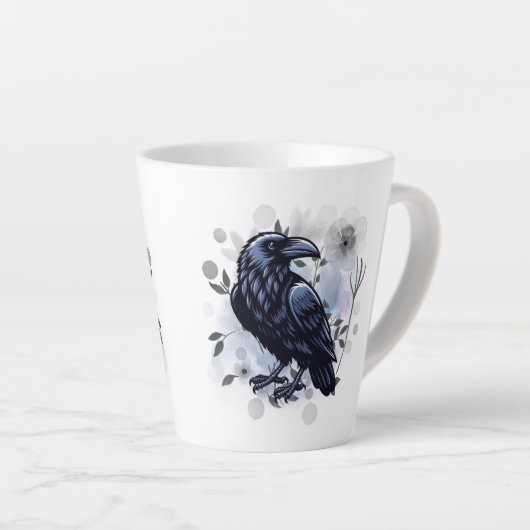 Goth Raven Coffee Mug Dark Aesthetic  カフェラテマグ (右アングル)