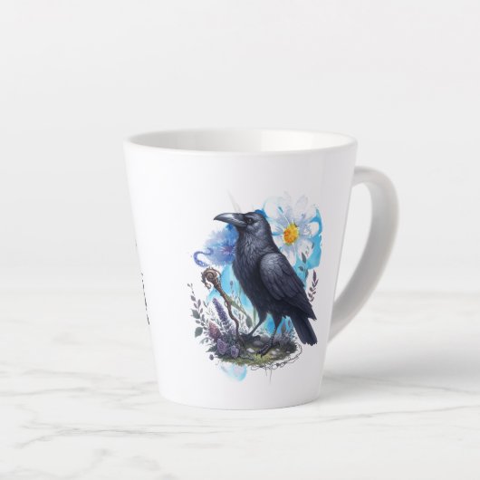 Goth Raven Coffee Mug Dark Aesthetic カフェラテマグ (右アングル)