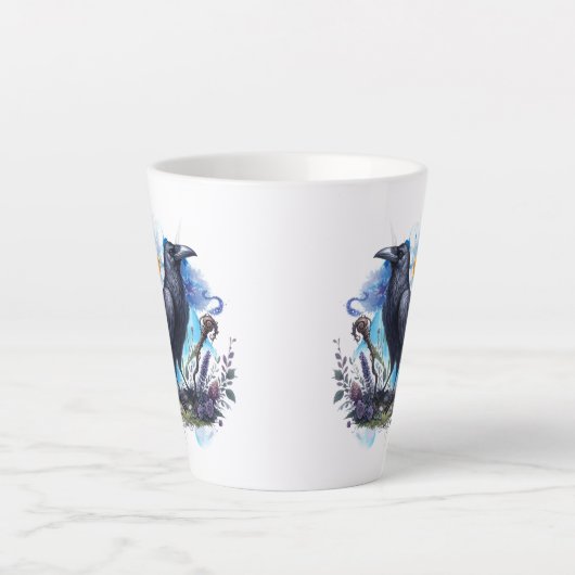 Goth Raven Coffee Mug Dark Aesthetic  カフェラテマグ (正面)