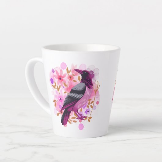 Goth Raven Coffee Mug Dark Aesthetic カフェラテマグ (左アングル)