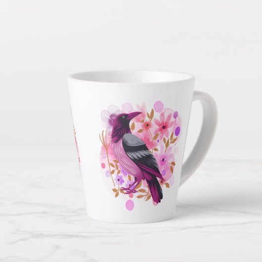 Goth Raven Coffee Mug Dark Aesthetic カフェラテマグ (右アングル)