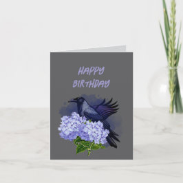 Goth Raven Crow Birthday Greeting Card サンキューカード