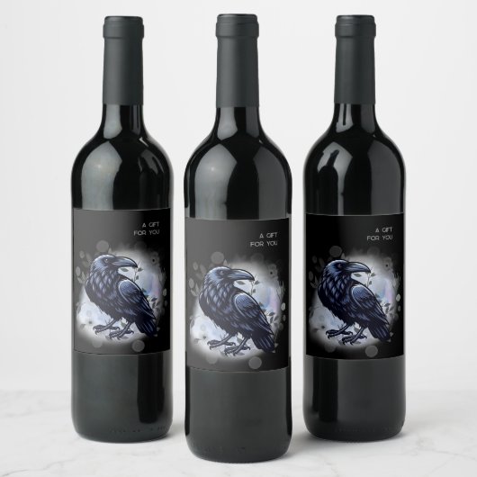 Goth Raven Dark Aesthetic  ワインラベル (ボトル)