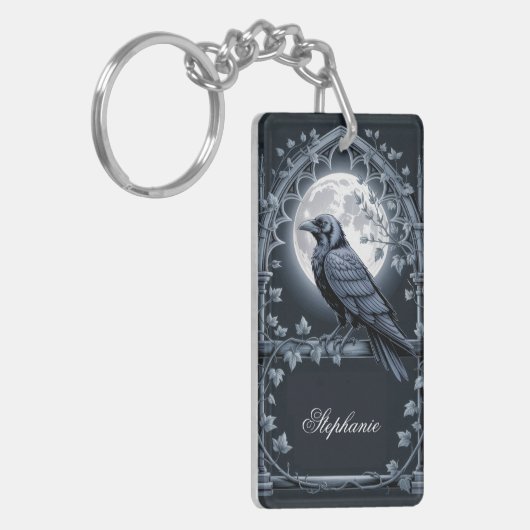 Goth Raven Moon Keychain キーホルダー (正面左)