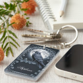 Goth Raven Moon Keychain キーホルダー (正面右)