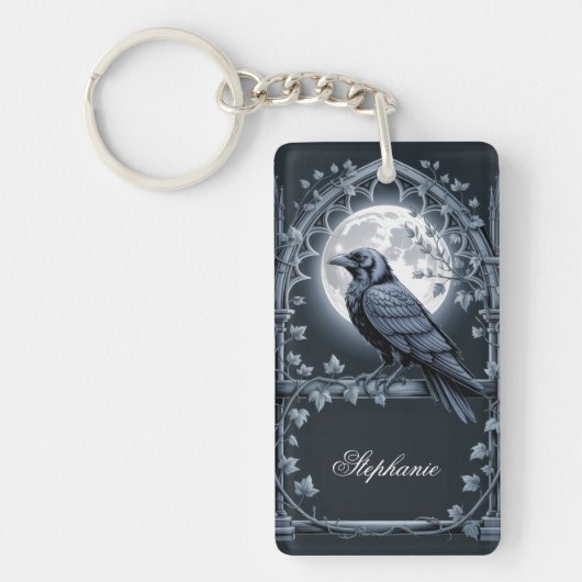 Goth Raven Moon Keychain キーホルダー (正面)