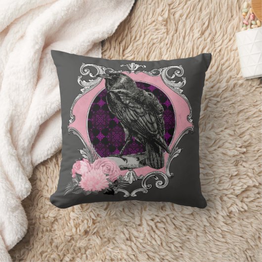 Goth Raven Rose Frame クッション (ブランケット)