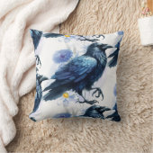 Goth Raven Throw Pillow クッション (ブランケット)