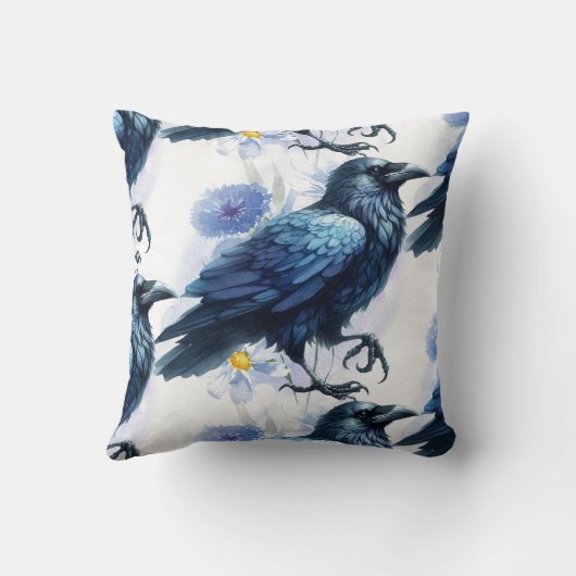 Goth Raven Throw Pillow クッション (裏面)