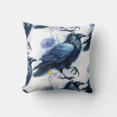 Goth Raven Throw Pillow クッション (正面)