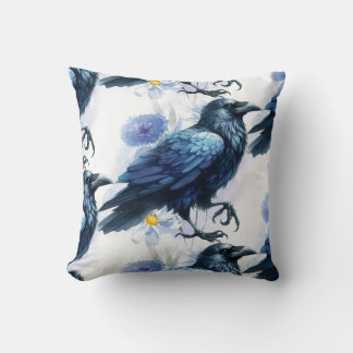 Goth Raven Throw Pillow クッション