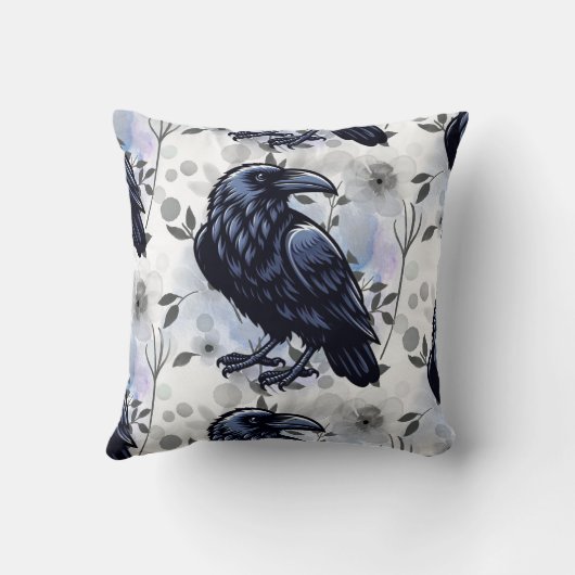 Goth Raven Throw Pillow クッション (裏面)