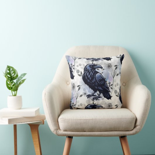 Goth Raven Throw Pillow クッション (椅子)