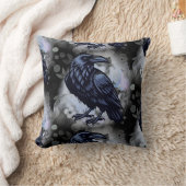 Goth Raven Throw Pillow クッション (ブランケット)