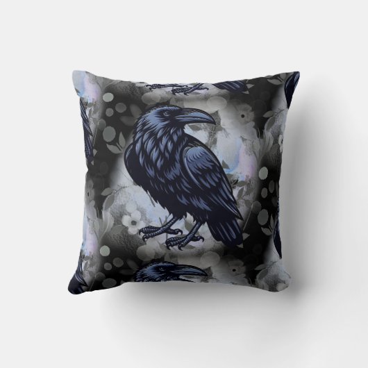 Goth Raven Throw Pillow クッション (裏面)
