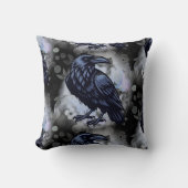 Goth Raven Throw Pillow クッション (正面)