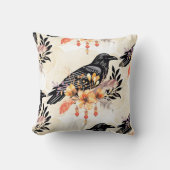 Goth Raven Throw Pillow クッション (正面)