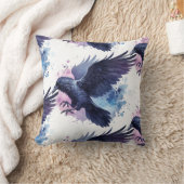 Goth Raven Throw Pillow クッション (ブランケット)