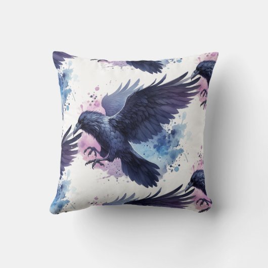 Goth Raven Throw Pillow クッション (裏面)