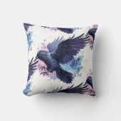 Goth Raven Throw Pillow クッション (正面)