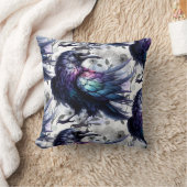 Goth Raven Throw Pillow クッション (ブランケット)