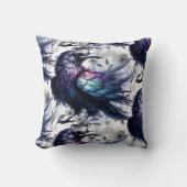 Goth Raven Throw Pillow クッション (正面)