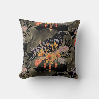 Goth Raven Throw Pillow クッション