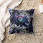 Goth Raven Throw Pillow クッション (ブランケット)