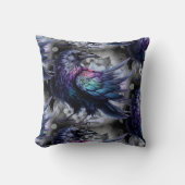 Goth Raven Throw Pillow クッション (正面)