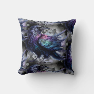 Goth Raven Throw Pillow クッション