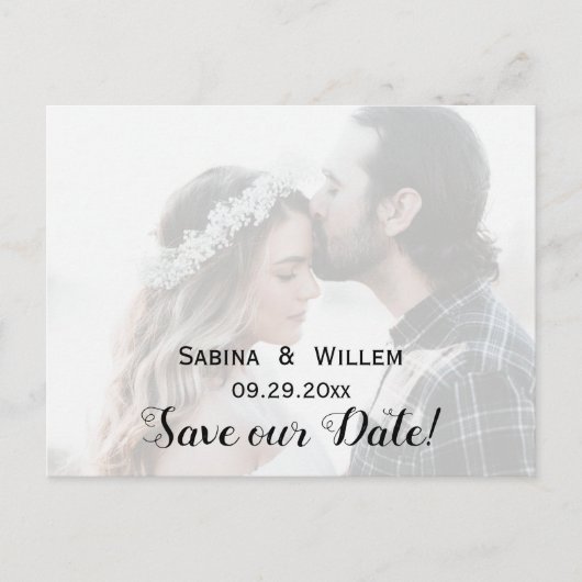 Goth Save Our Date Couple Photo Wedding Postcard 案内ポストカード (正面)
