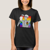 Goth Skeleton Coffee Gay Lesbian Pride Rainbow Hum Tシャツ (正面)