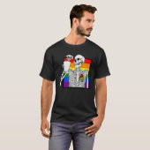 Goth Skeleton Coffee Gay Lesbian Pride Rainbow Hum Tシャツ (正面フル)