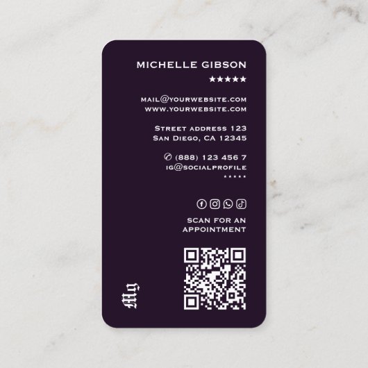 Goth Skull Tattoo Artist Logo Tattooist Modern 名刺 (裏面)