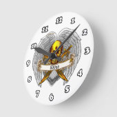 Goth skull Warrior Clock ラウンド壁時計 (傾斜)