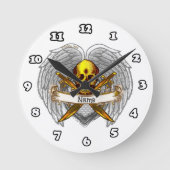 Goth skull Warrior Clock ラウンド壁時計 (正面)
