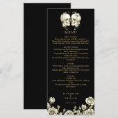 Goth Skulls Floral Black And Gold Gothic Wedding メニュー (正面/裏面)
