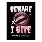 Goth Vampire T-Shirt BEWARE I BITE | Spooky Fangs ポスター (正面)