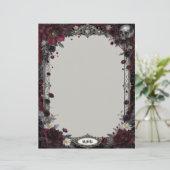 Goth with Red & White Flowers & Skull Stationery レターヘッド (スタンド正面)