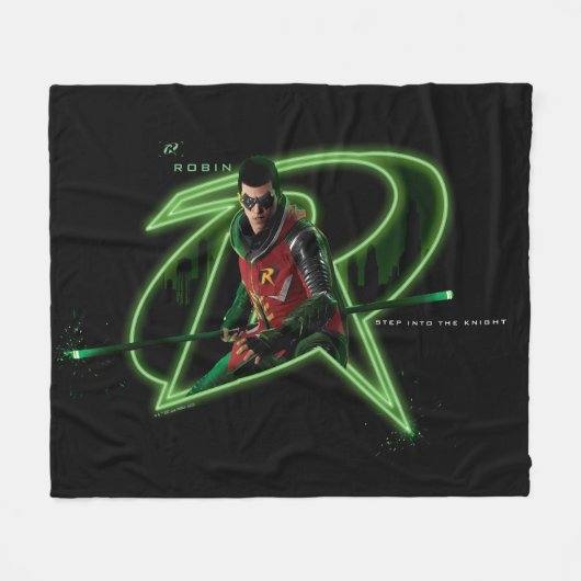 Gotham Knights Robinのロゴ フリースブランケット (正面(横))