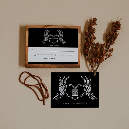 Gothic'結婚 Skeleton HandsのQR結婚コードRSVP 招待状
