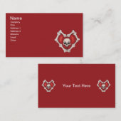 Gothic縁ど赤いハートin Bonesスカルin Center 名刺 (正面/裏面)