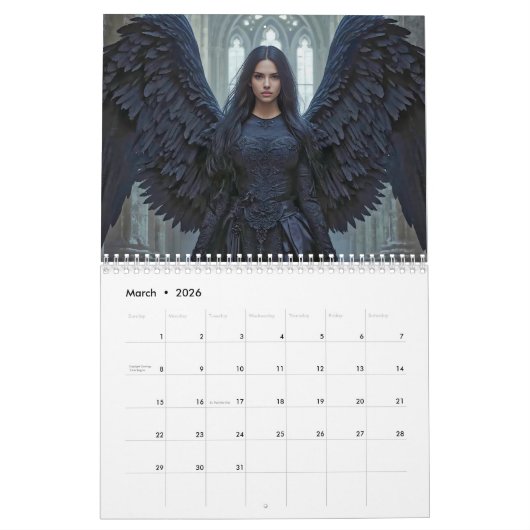 Gothic Angels 2026 Calendar カレンダー (3月 2026)